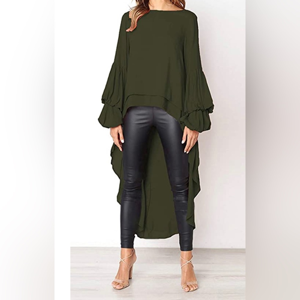 🎀 Host Pick 🎀 Long Sleeve Round Neck High Low Asymmetrical Irregular Hem Top